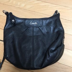 Coach crossbody in black, purple interior, small